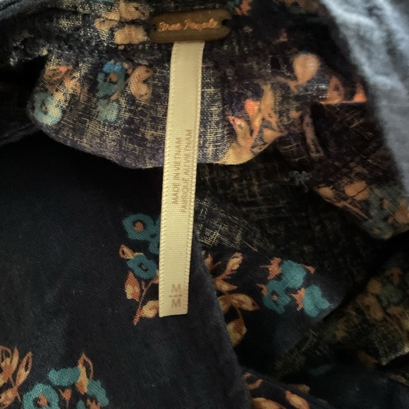 Free People Petit Fours Mini Dress Blue Floral Tiered Cutout Back Medium - Picture 6 of 7